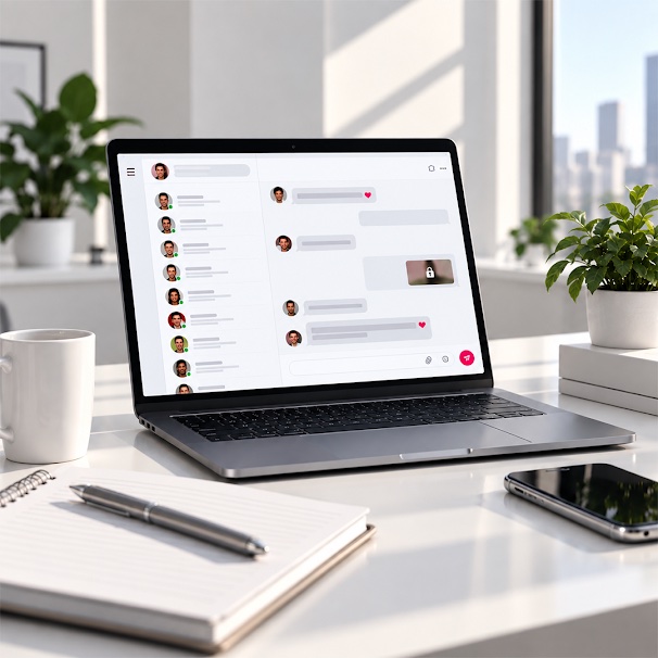 Laptop on a bright desk showing an OnlyFans chatter handling several subscriber conversations at once
